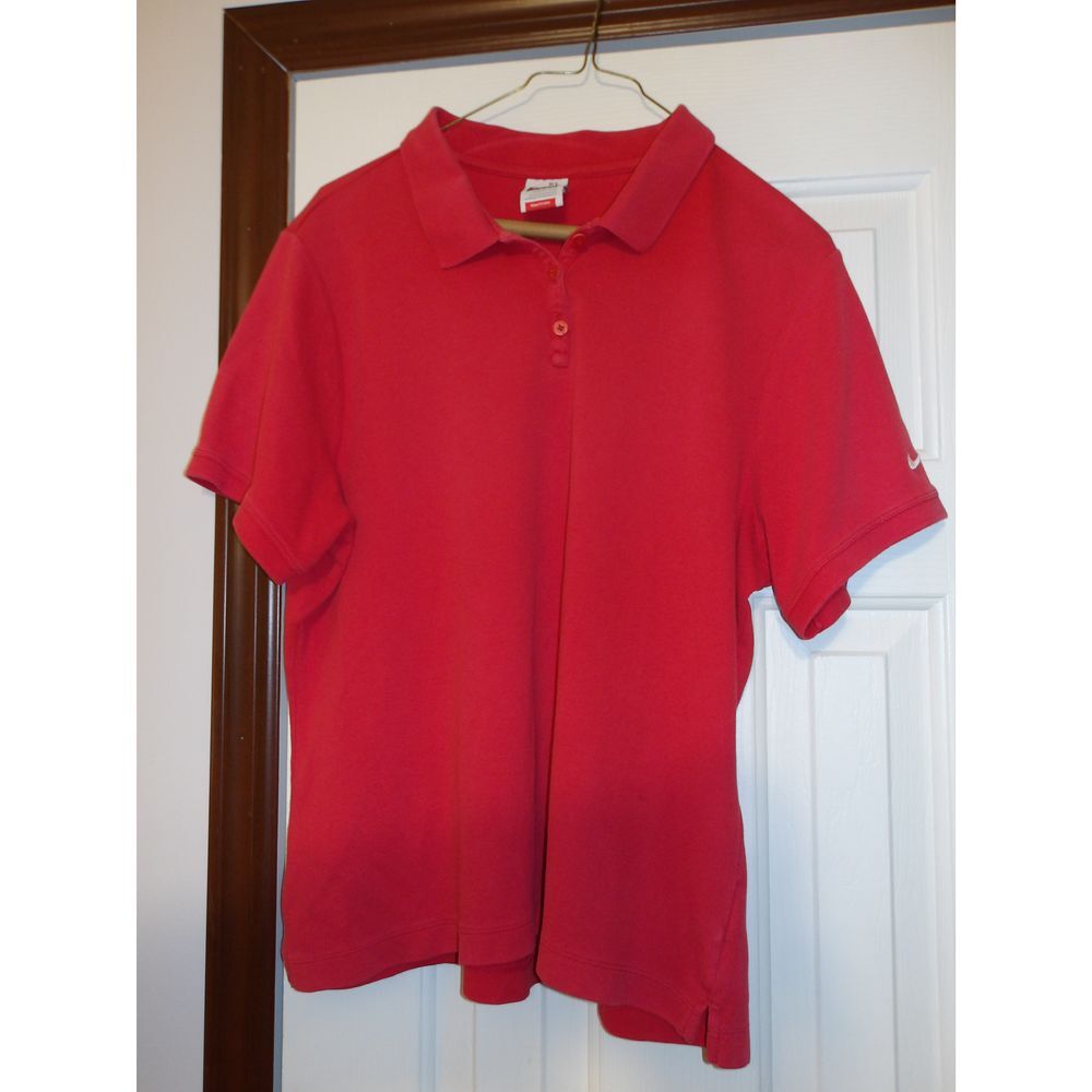 Nike Classic Red Polo Shirt Short Sleeve Cotton Blend Athletic Casual Golf Top